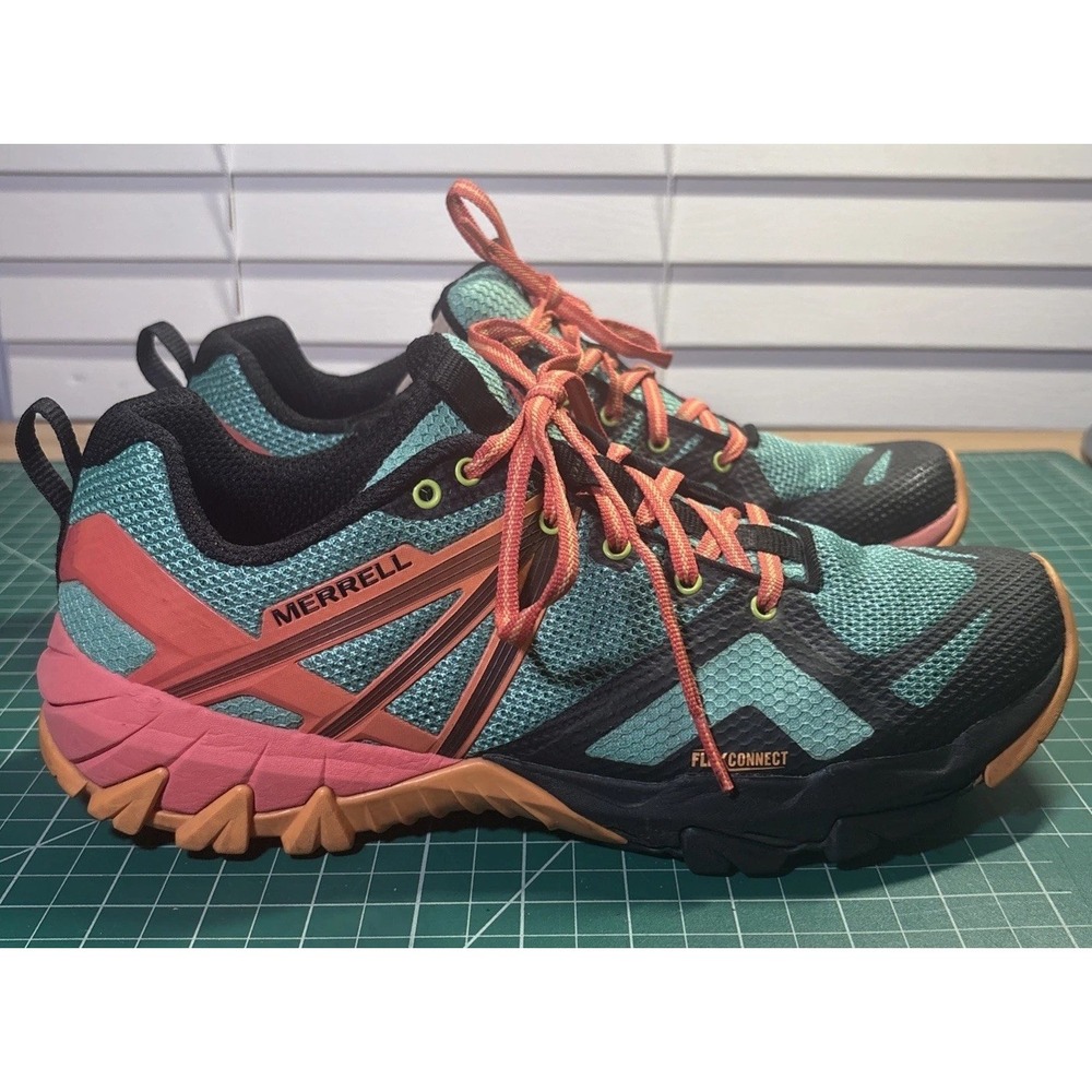Merrell MQM Flex Women's Size 10 Black Teal Orange Hiking Trail Shoes J12336